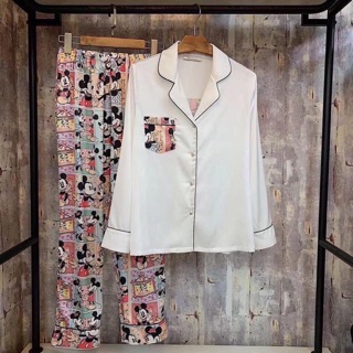 Bộ pijama lụa satin dài tay