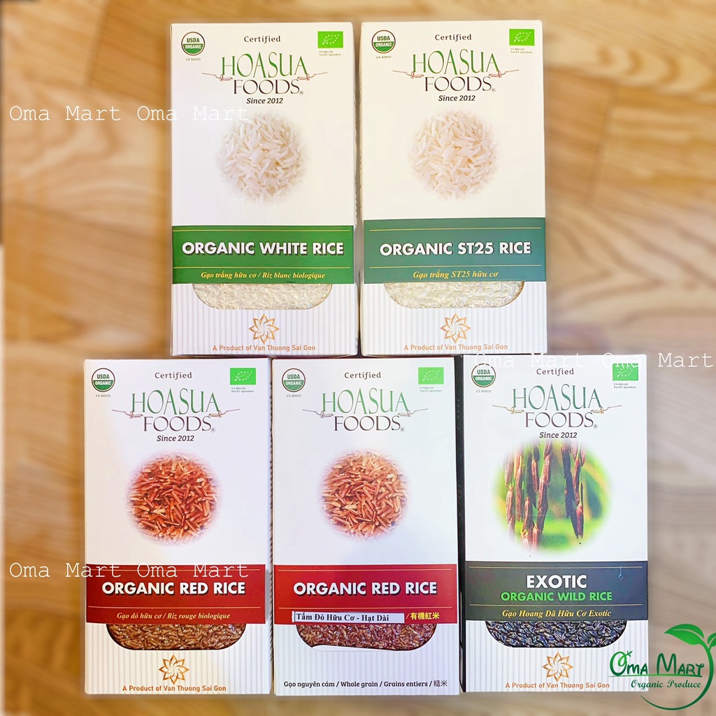 Tổng hợp gạo hữu cơ Hoa Sữa 1Kg ( lứt đỏ, lứt đen hoang dã exotic, gạo trắng...)
