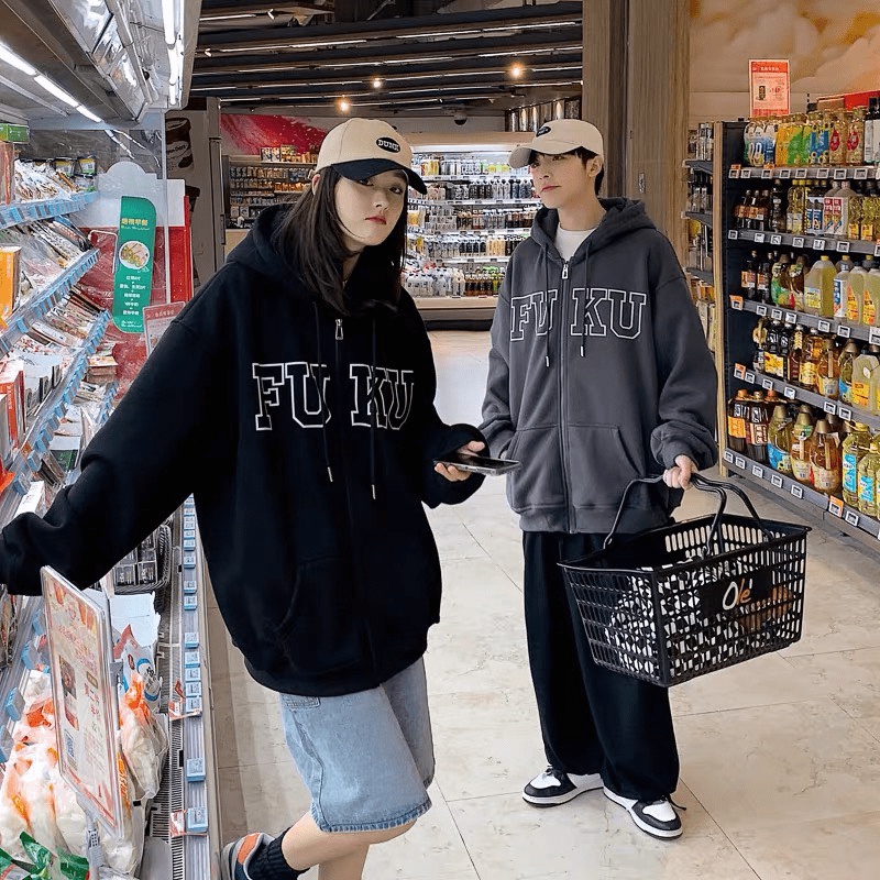 ÁO KHOÁC CHỐNG NẮNG THỜI TRANG HOODIE NAM NỮ DAY KEO CẶP ĐÔI HỌA TIẾT FUKU (MẪU MỚI)