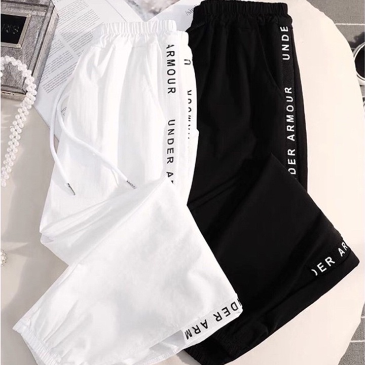 Quần jogger đũi xước nữ viền chữ bo gấu thời trang LADYA STORE M82