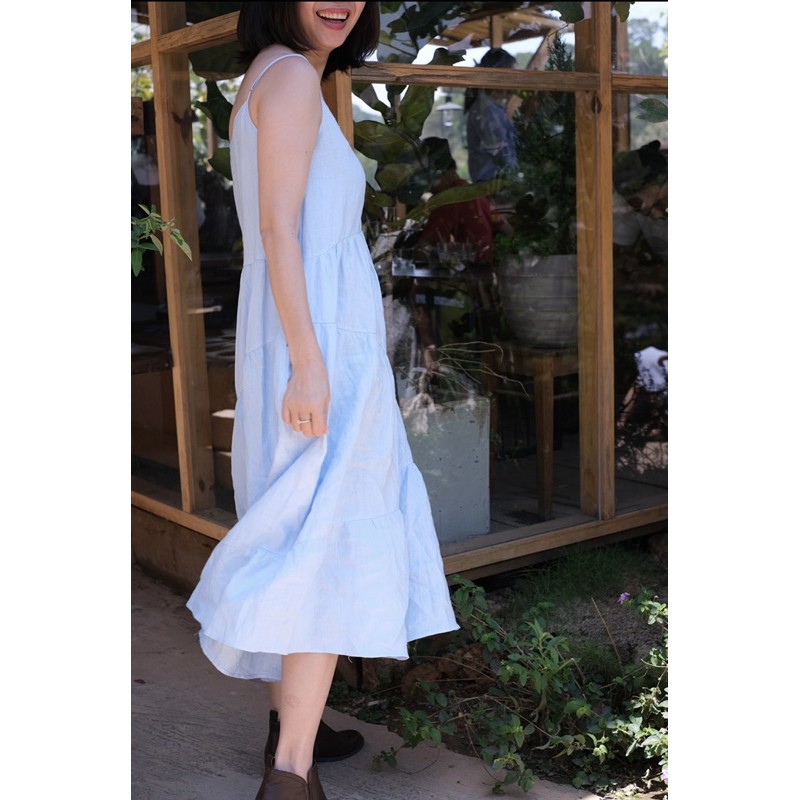 Đầm tầng 2 dây Linen By Dì Ghẻ
