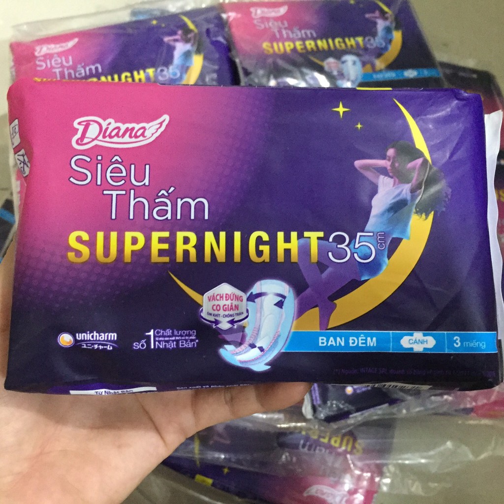[CHE TÊN SẢN PHẨM]Băng vệ sinh ban đêm Diana Super Night 35cm (3 miếng/gói)