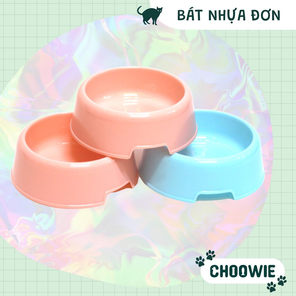 Bát nhựa đơn nhiều màu cute dành cho chó mèo | Phụ kiện thú cưng