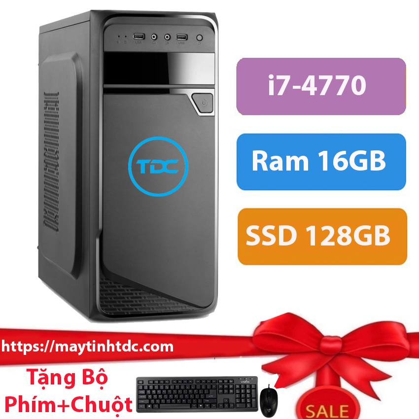 Máy tính để bàn MAX PC CPU Core i7 4770 Ram 16GB SSD128GB+ Qùa tặng bộ phím chuột, bàn di chuột