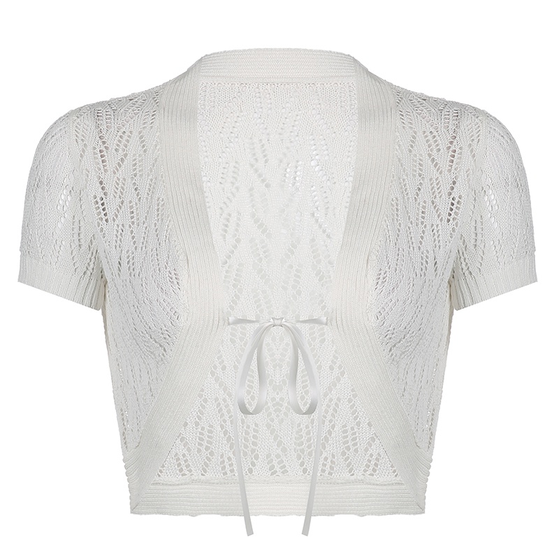 SUXI Áo Cardigan Dệt Kim Cổ V Tay Ngắn Thời Trang Mùa Hè Cho Nữ