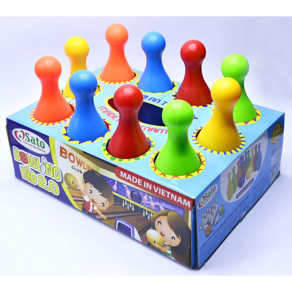 Bộ đồ chơi BOWLING KID 2.0 SATO ( bộ lớn) - Nâng cao khả năng vận động cho bé  - Made in Việt Nam