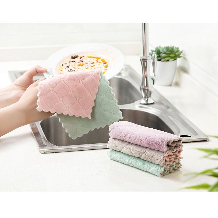 Khăn lau bếp siêu thấm lau chén đĩa đa năng 2 mặt siêu mềm. Giá lẻ 1 chiếc