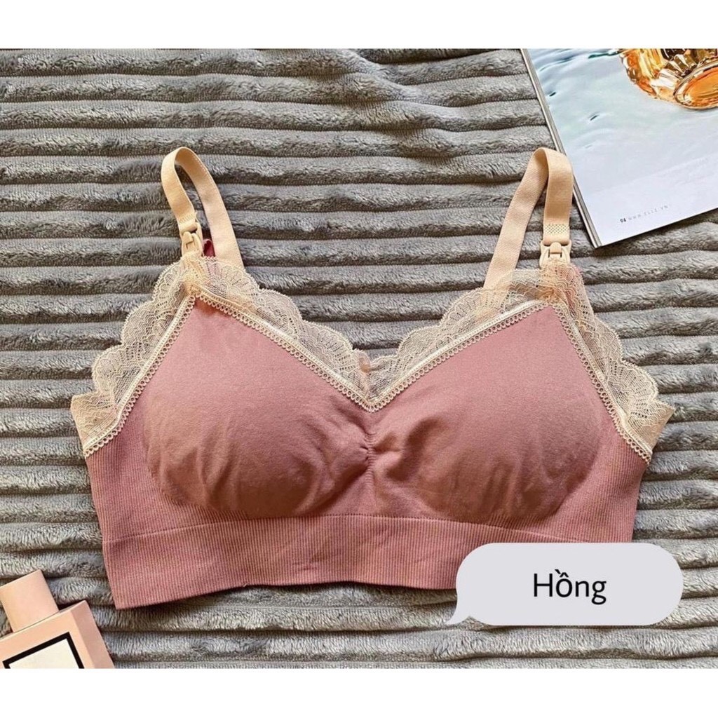 Áo Lót Bầu- Áo ngực cho con bú Chống Xệ phối VIỀN REN cao cấp