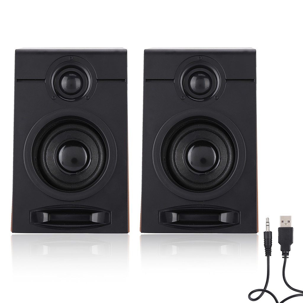 2pcs Mini Subwoofer Speakers Computer Bass Speakers Multimedia Speakers with Non-Slip Mat for Home Studio Desktop