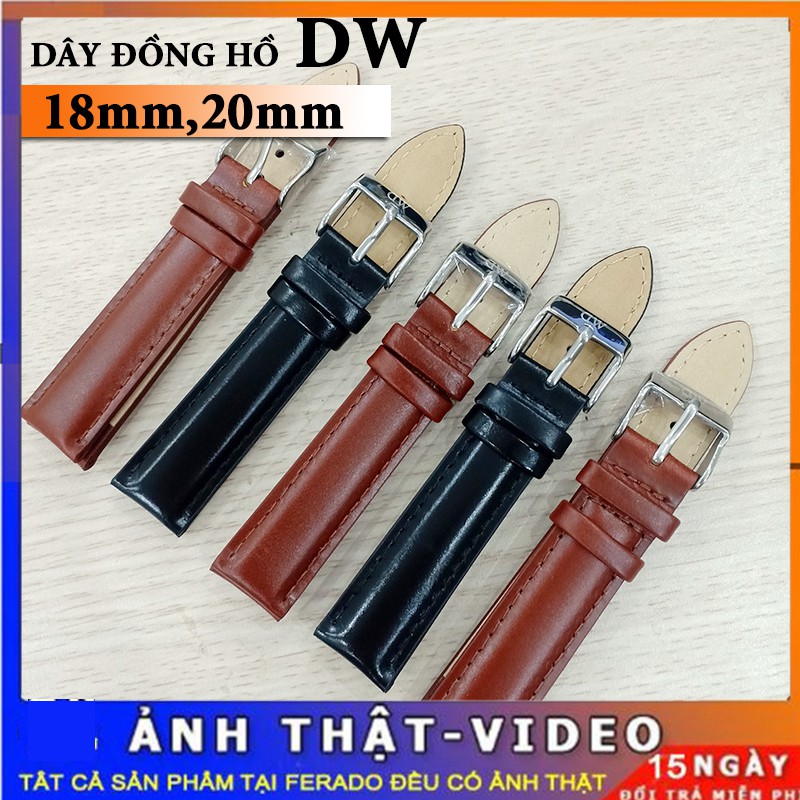 [18mm, 20mm] Dây đồng hồ da #DW trơn size siêu mềm FULL MÀU