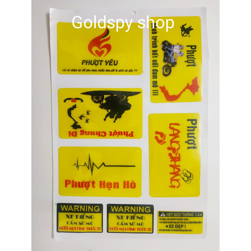 Tem Decal trang trí xe - Tem Decal Phượt - Tem cảnh Báo  ( giá 1 bộ )