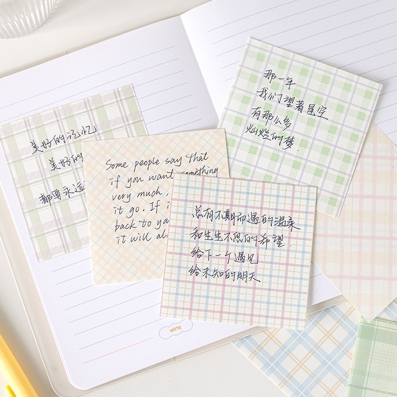 Giấy Note Giấy Ghi Chú 400 Tờ Hoạ Tiết Caro Highteen Màu Pastel Xinh Xắn Mẫu Mới 2002