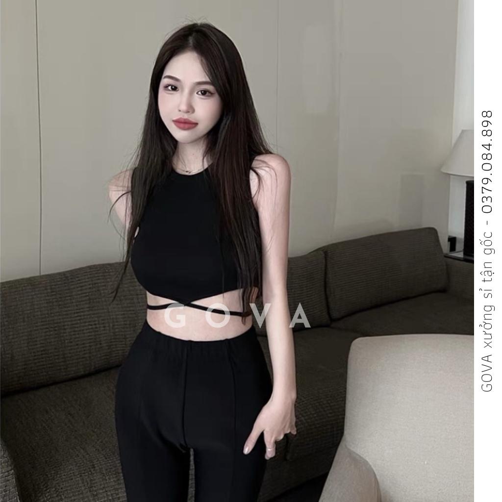 Áo Croptop Ba Lỗ DÂY QUẤN BỤNG Thun Gân Kiểu Sexy Nữ, Áo Thun Ôm Body Đẹp GOVA