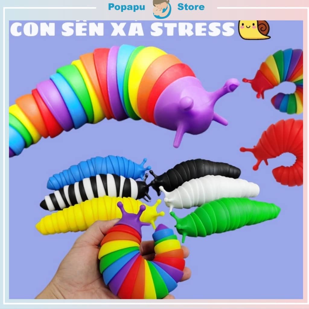 Đồ chơi ốc sên sâu đèn 3D giảm stres , có khớp kéo giãn