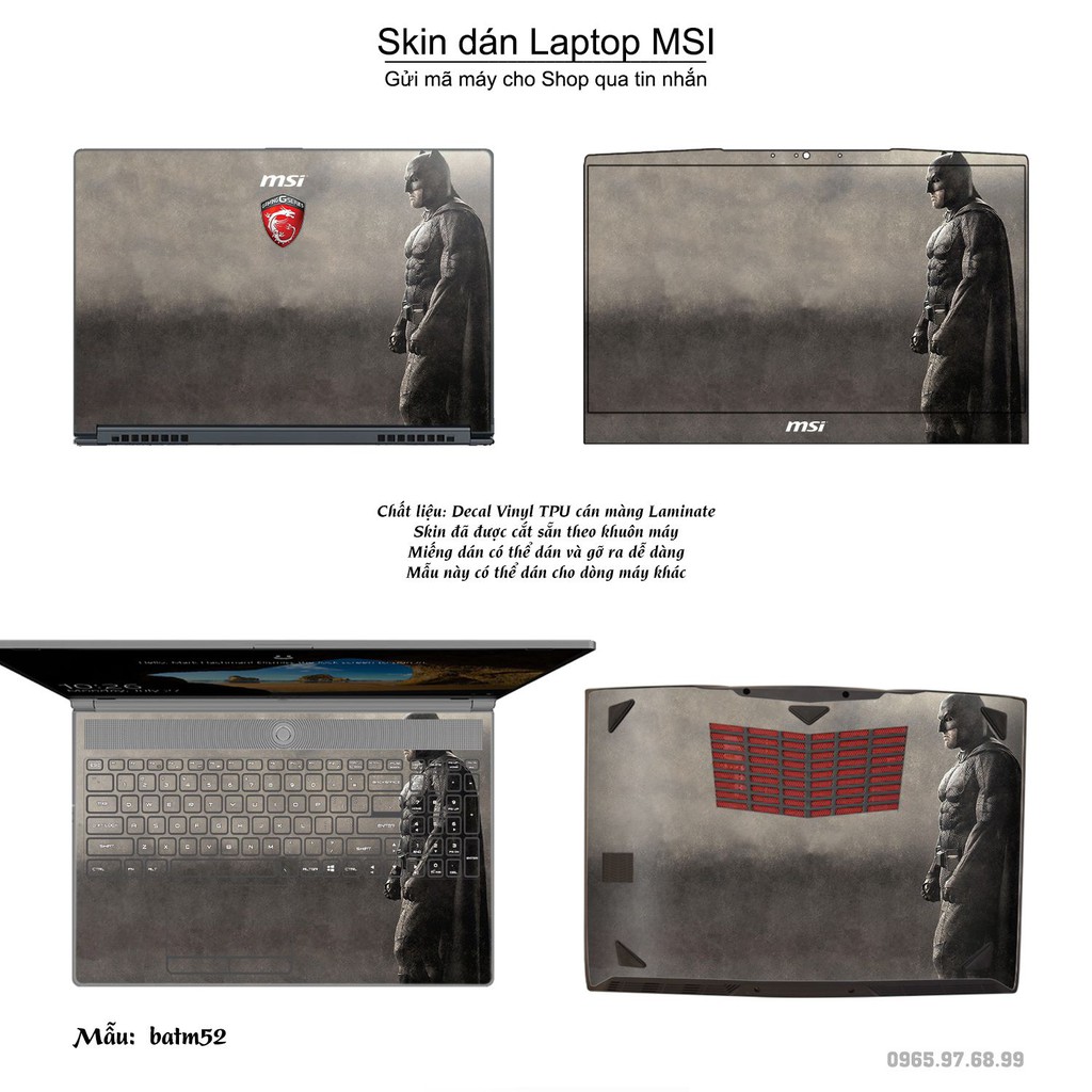 Skin dán Laptop MSI in hình Người dơi _nhiều mẫu 3 (inbox mã máy cho Shop)