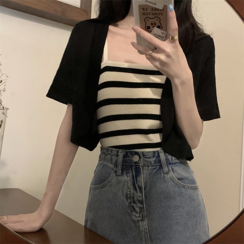 Áo Cardigan Dệt Kim Ngắn Tay Phong Cách Mới Mùa Hè 53581