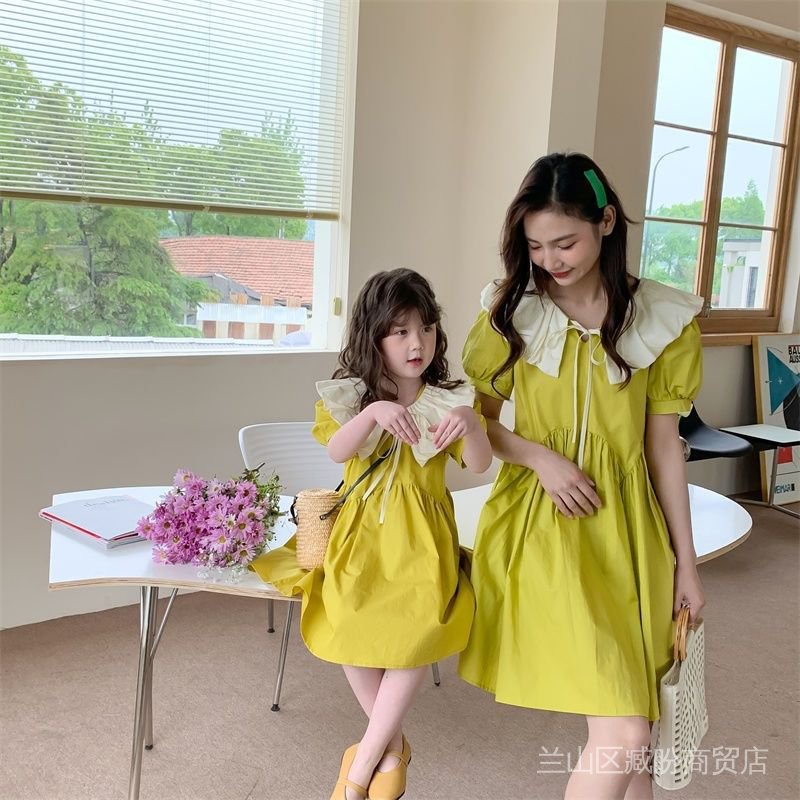 Tik Tok Đầm Cổ Búp Bê Phong Cách Đường Phố Thời Trang Mùa Hè Dành Cho Mẹ Và Bé Gái