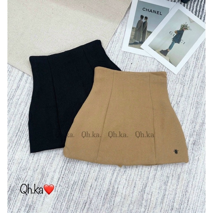 CHÂN VÁY DÁNG A THÊU ONG DIO CẠP SIÊU CAO HÀNG QCL1 MS24167 (có lót quần)