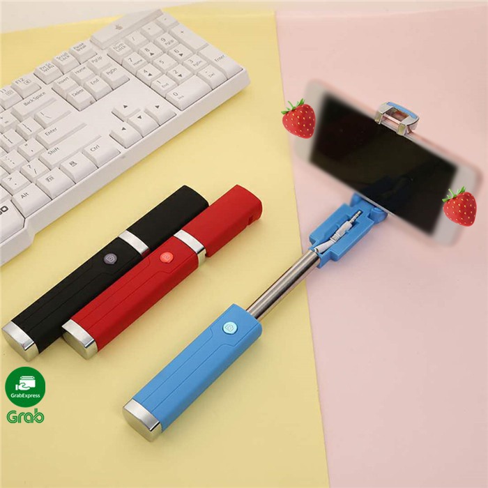 Gậy Tự Sướng-Gậy Selfie Hình Son Môi Nhỏ Gọn Dùng Cho ĐT Có Cổng Audio 3.5mm và