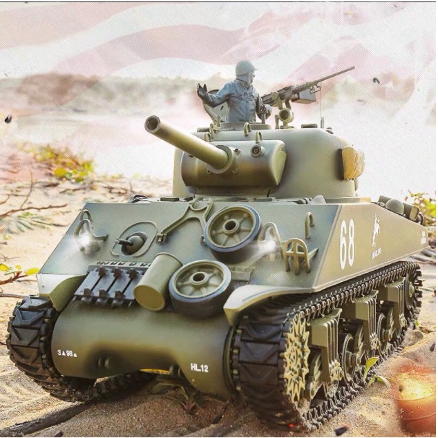 Xe tăng điều khiển Henlong 1:16 USA M4A3 7.0 Nhả Khói Băn Đan Âm Thanh Như Thật