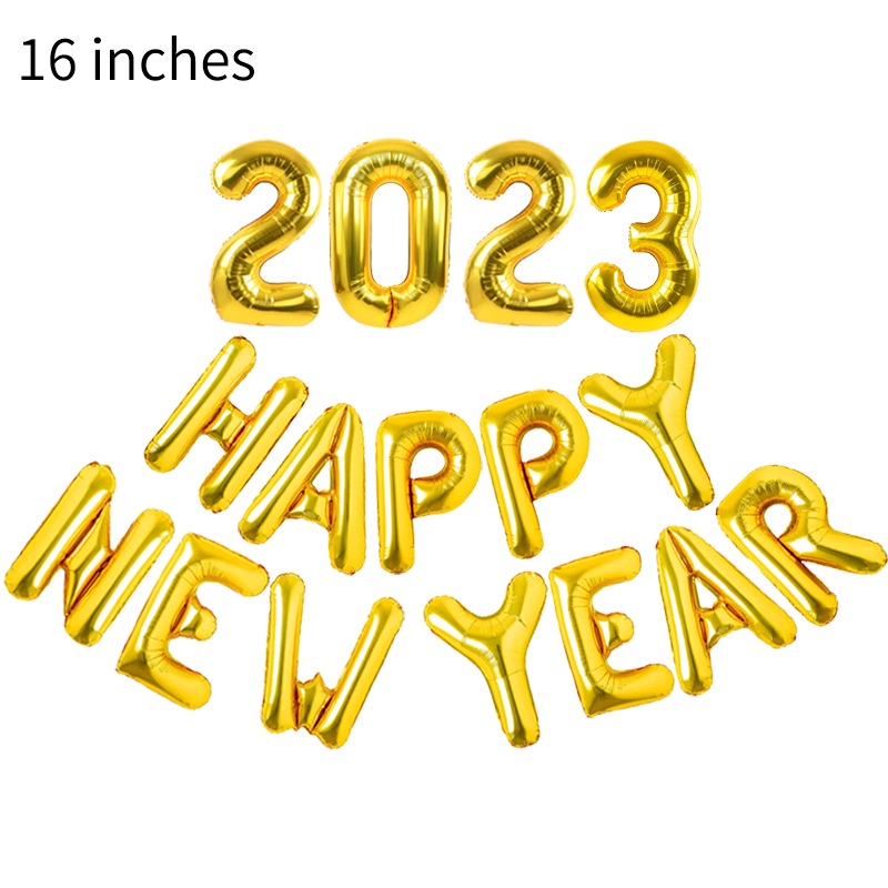 BỘ CHỮ HAPPY NEW YEAR (KÈM MIẾNG DÍNH BÓNG ),TRANG TRÍ TẾT,BÓNG NHÔM SIZE 16INCH/ CAO 30 CM