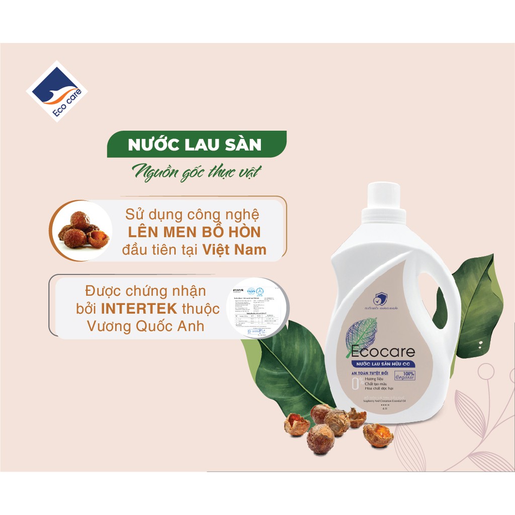 Nước lau sàn Ecocare bồ hòn tinh dầu thiên nhiên đuổi muỗi chai 1 Lít