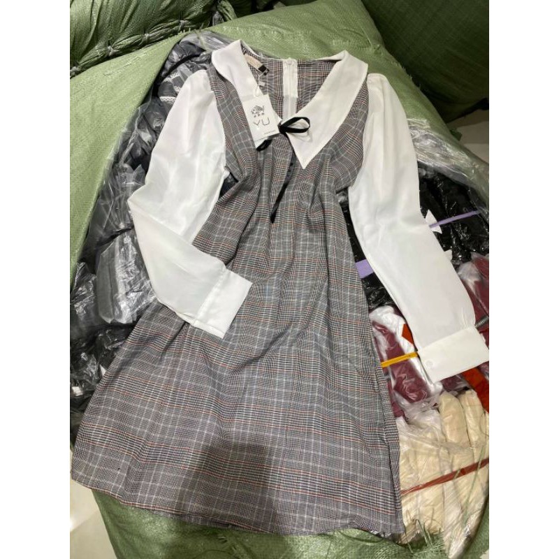 đầm suông kẻ tay phối ( hình thật) | BigBuy360 - bigbuy360.vn