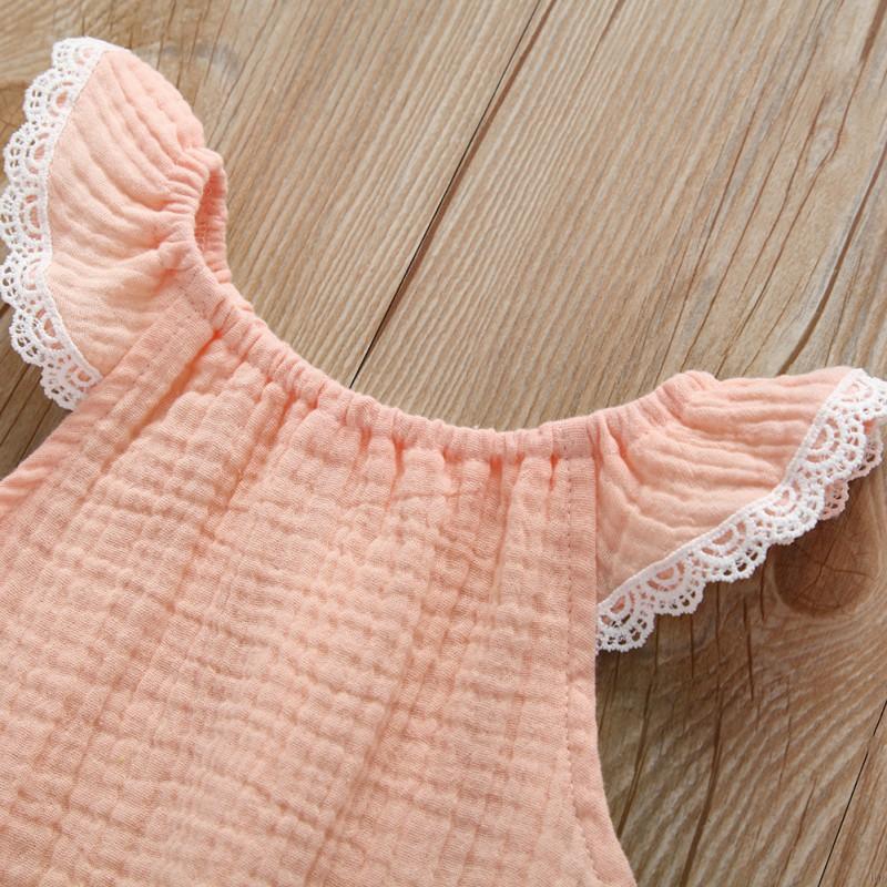 Jumpsuit Hở Lưng Tay Loe Màu Trơn Cho Bé Gái