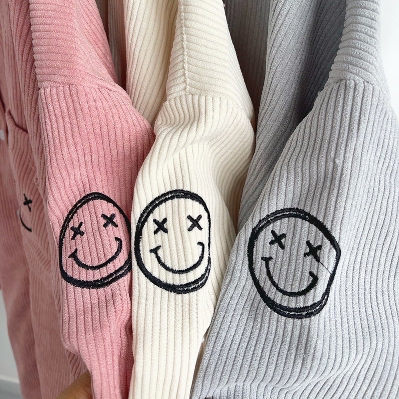 Sơ mi thêu icon chất vải nhung gân unisex