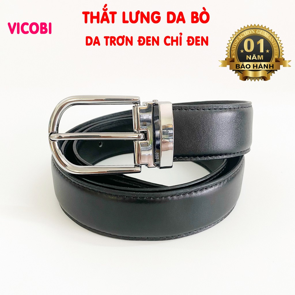 Thắt Lưng Dây Lưng Nam Da Bò Vicobi, dây nịt khoá bạc TLB3 dùng cho văn phòng, đi sự kiện, mặc quần vải, SX tại Việt Nam