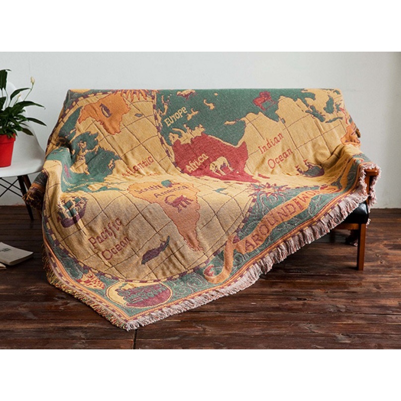 Thảm Thổ Cẩm Bohemian180cm x 230cm Nhập Khẩu BD09, Khăn Phủ Sofa Đa Năng Sử Dụng Cả 2 Mặt