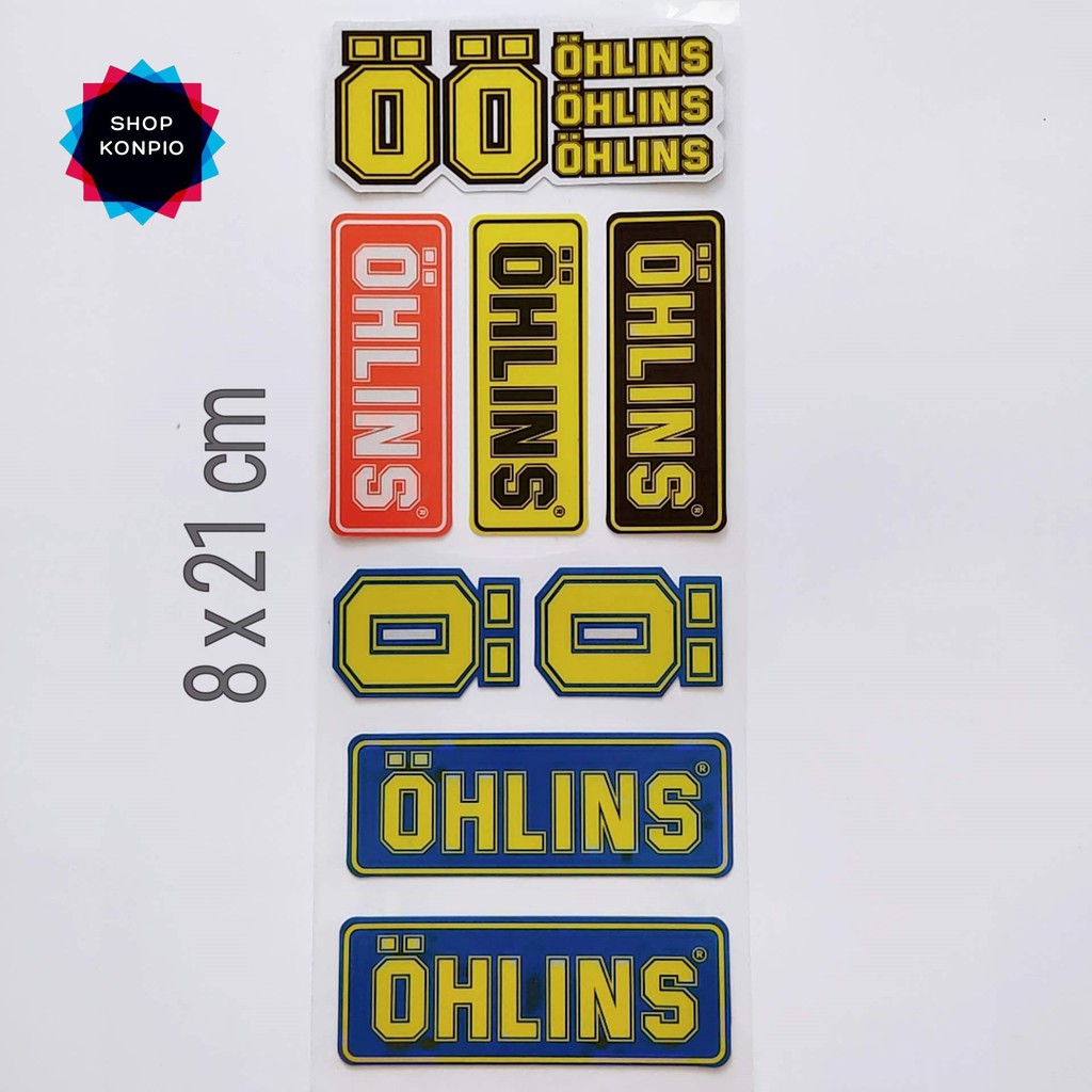 Bộ Tem Sticker Phản Quang OHLINS Cao Cấp Dán Xe Máy, Ô Tô, Mũ Bảo Hiểm, Chống Thấm Nước, Chống Bay Màu