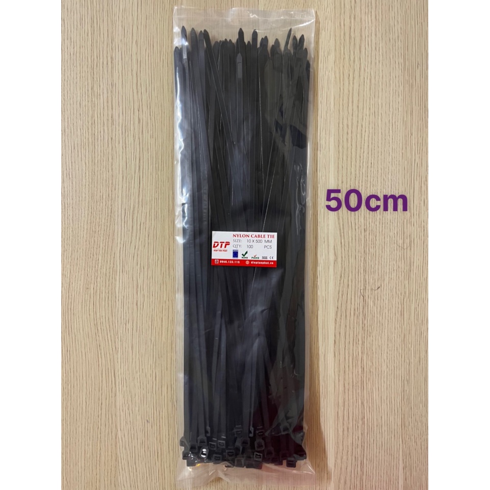 Dây rút nhựa, dây thít nhựa Diệp Tấn Phát: 10x500mm (50cm) 100 sợi đủ