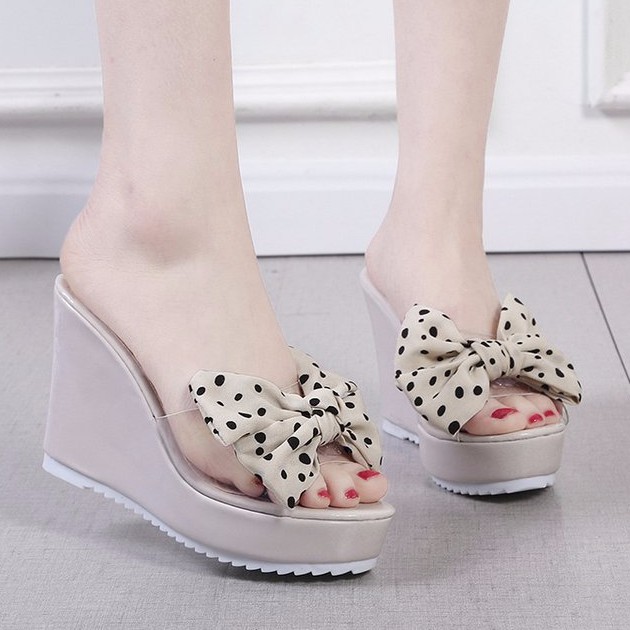 Dép Đế Xuồng Đính Nơ Dễ Thương 4.33 Inch (Size 35-40)