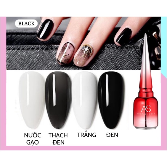 Sơn gel AS màu đen trắng trắng sữa chua nước gạo thạch đen chai đỏ chai 15ml sơn móng tay gel