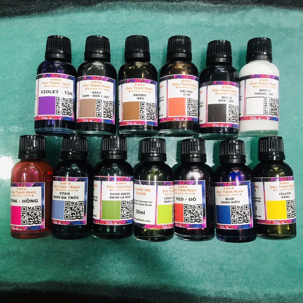 Màu Alcohol Ink pha Epoxy Resin tạo hiệu hứng loang và kéo sợi lạ mắt nhiều màu chai 30ml