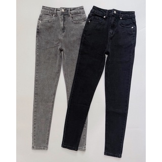 Quần skinny xám lưng cao