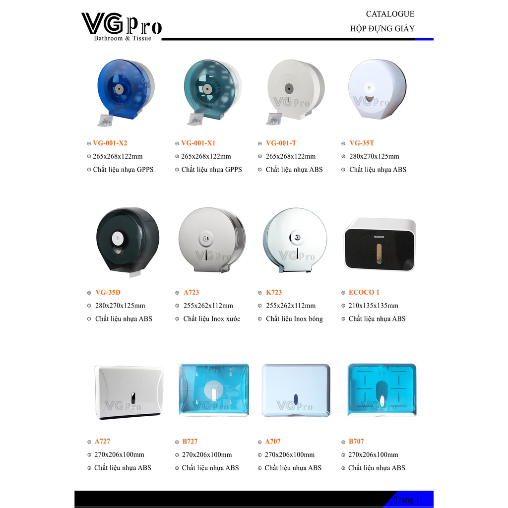 Hộp Đựng Giấy Lau Tay Treo Tường VGpro-727 Chống Nước Gắn Tường