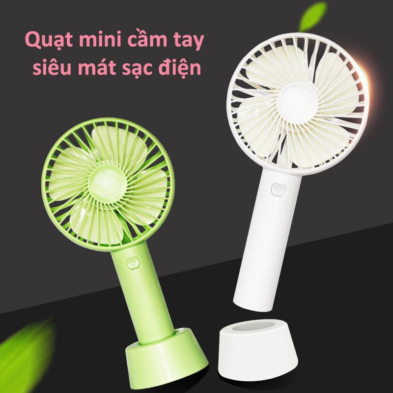 [FREESHIP] Quạt Mini Fan Có Pin Sạc Cầm Tay có chân đế Tuỳ Chỉnh 3 Cấp Độ Siêu Mát Hàn Quốc (Nhiều Màu)