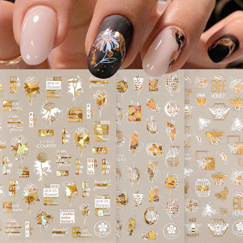 Tờ miếng dán trang trí móng tay nghệ thuật UR SUGAR 3D ánh kim lấp lánh thời trang