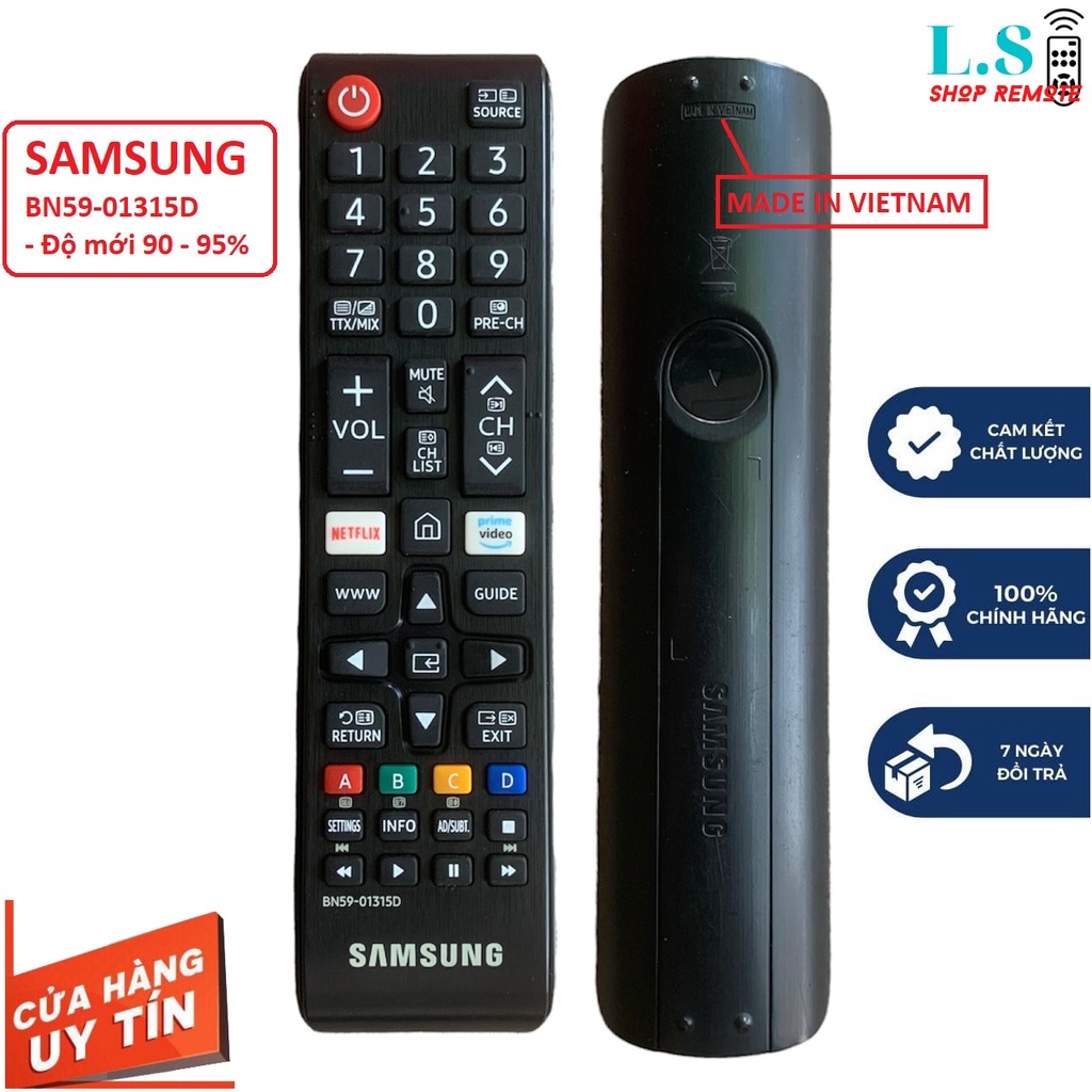 Điều khiển tivi Samsung chính hãng Việt Nam sx BN59-01315D zin theo máy, độ mới 95%, remote samsung tivi 43in UA43RU7100