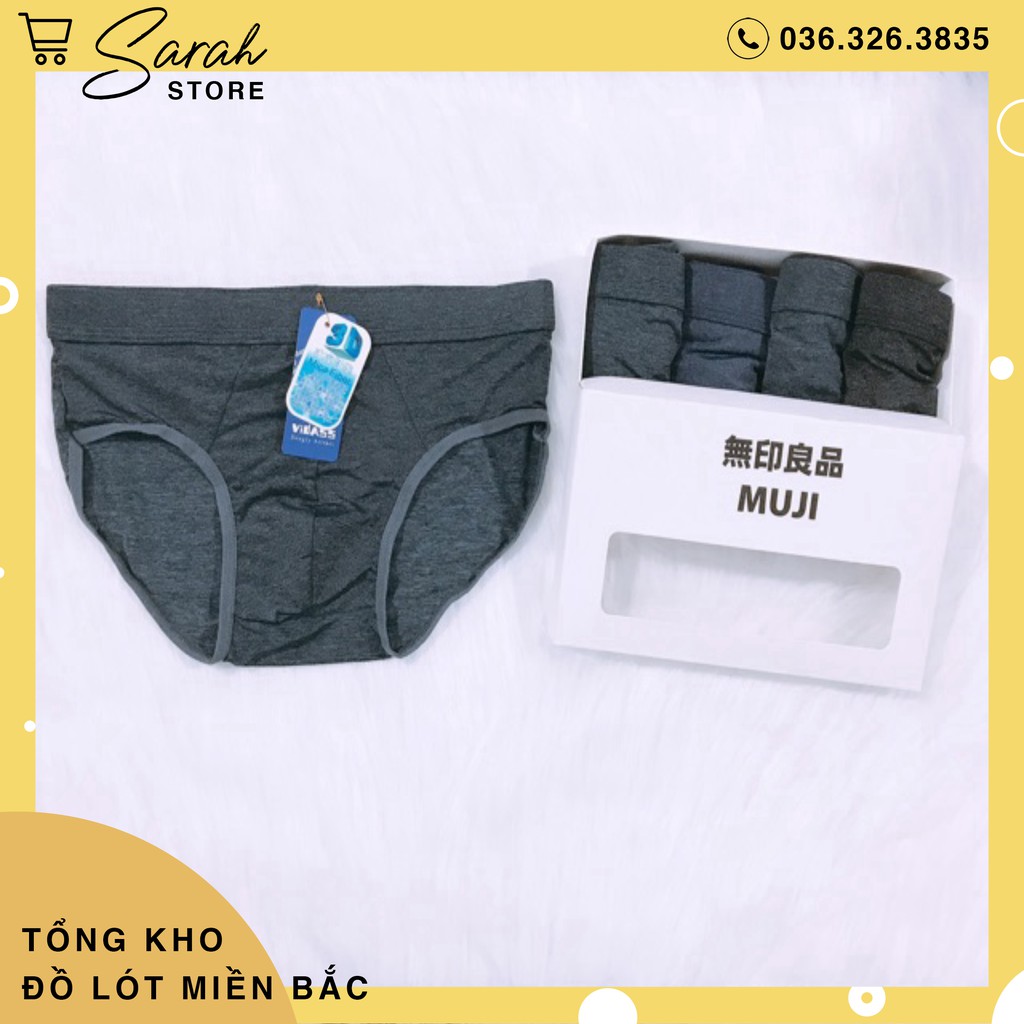 Hộp 4 Quần Lót Tam Giác 3D Boxer Nam Thun Lạnh Co Giãn 4 Chiều, Sịp nam