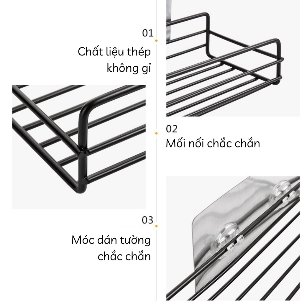 Kệ Đựng Đồ Nhà Tắm, Giá Để Đồ Nhà Bếp Phòng Tắm Đa Năng Không Gỉ Dán Tường Siêu Chắc