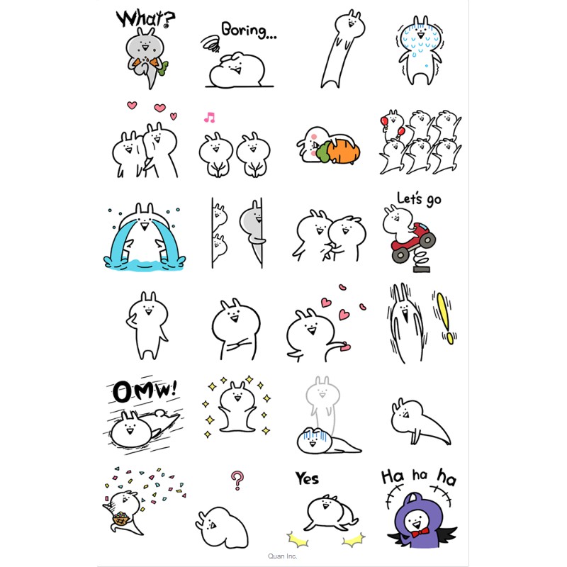 sticker Icon kute dễ thương ,hình dán thỏ trăng