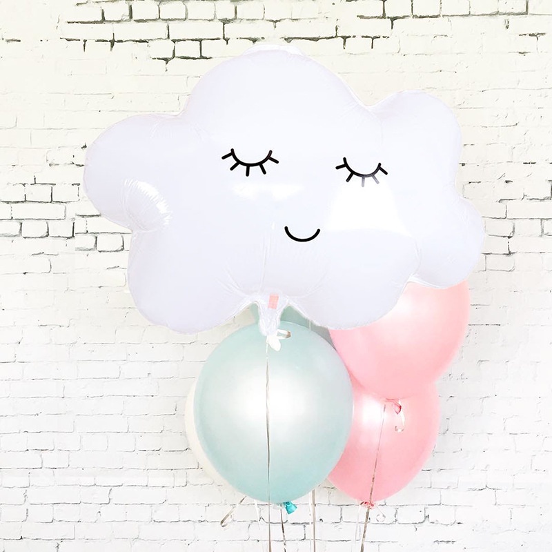 1 Bong Bóng Khí Helium Hình Đám Mây Mặt Cười Màu Cầu Vồng Trang Trí Tiệc Cho Bé