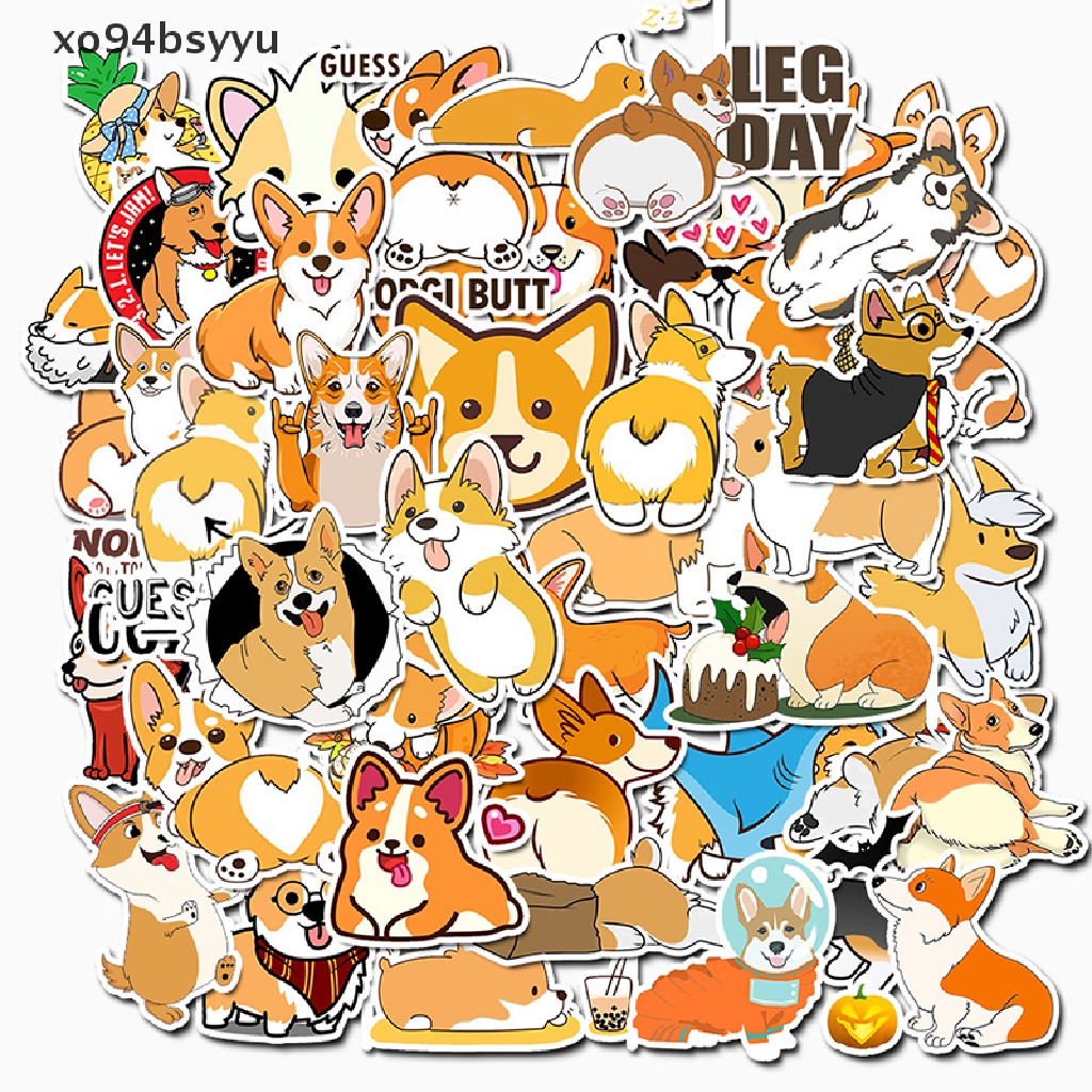 Bộ 50 Miếng Dán Hình Chú Chó Corgi Chống Thấm Nước Dùng Trang Trí Laptop / Xe Hơi xo94bsyyu