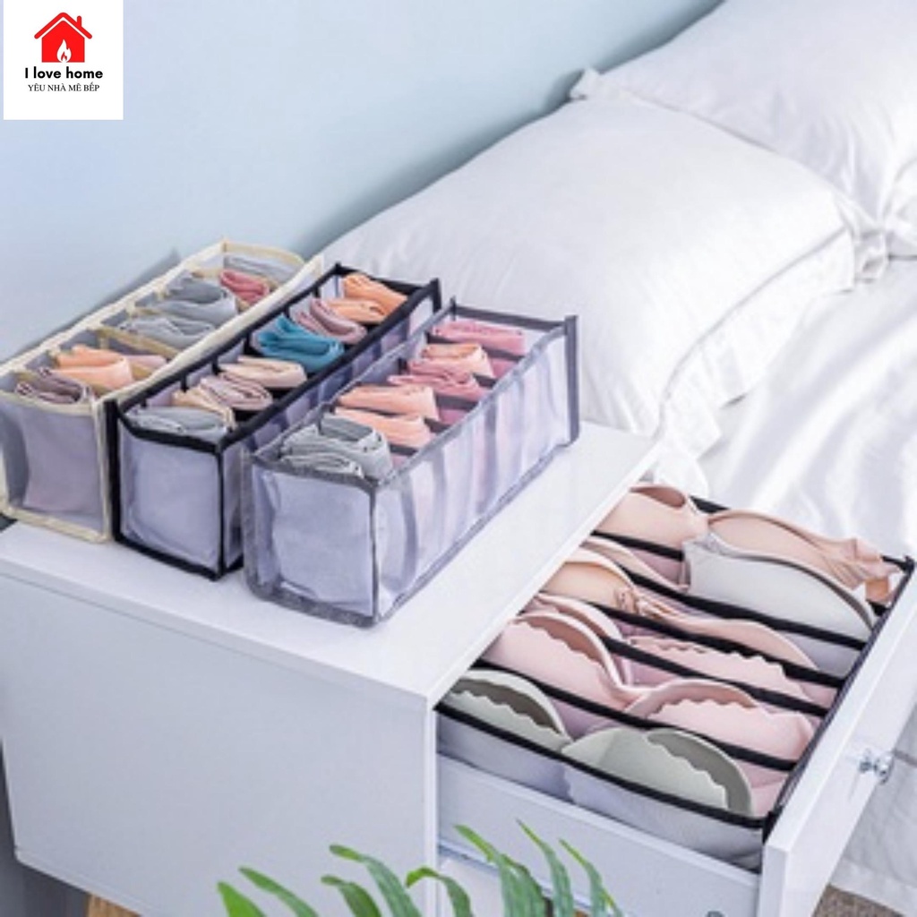 Khay, túi hộp đựng đồ lót, tất, vớ chia ngăn để tủ quần áo, ngăn kéo gọn gàng, tiện lợi