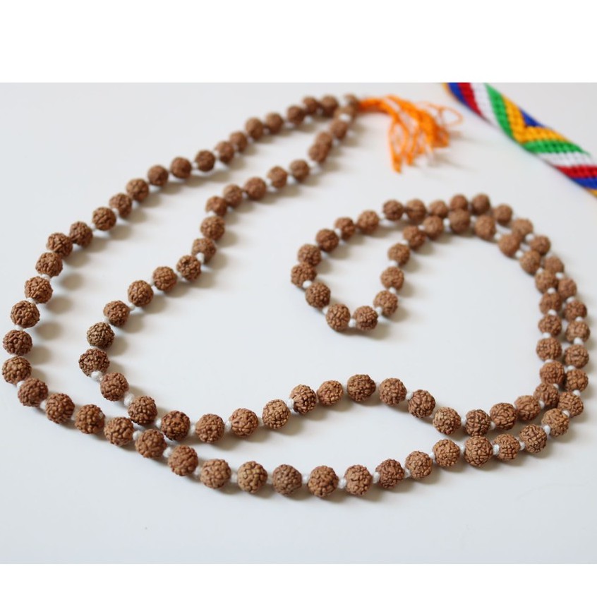 Chuỗi 108 hạt bồ đề Kim Cang tự nhiên Nepal 8mm truyền thông - Nepali Traditional Handmade Rudraksha Mala 8mm