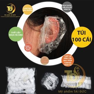 Bịt tai nilon bảo vệ khi nhuộm tóc trùm vành tai chống dính hóa chất uốn ép nhuộm túi 100 cái