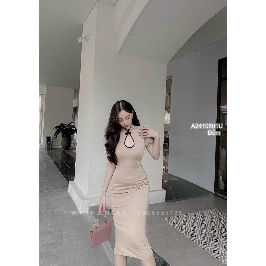Đầm body thun cổ tàu form dài!